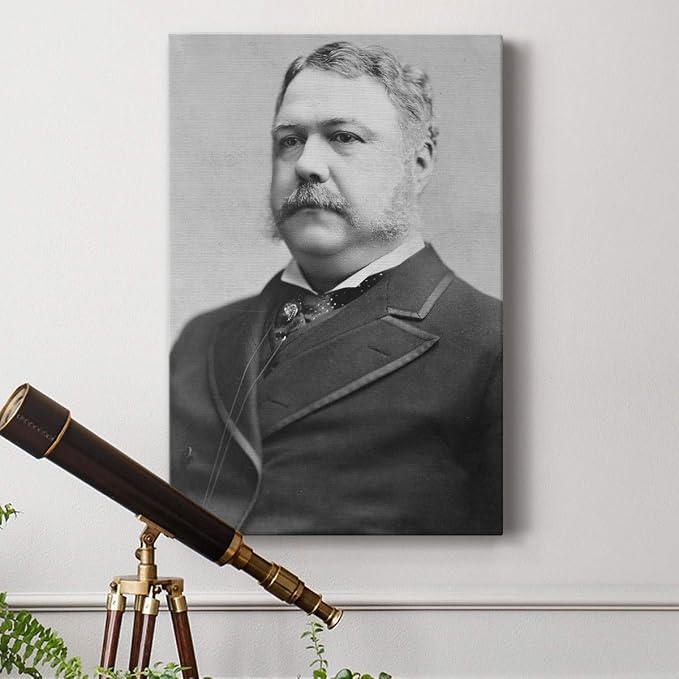 Renditions Gallery Chester A. Arthur Presidental Portrait Wall Art, Premium Gallery Wrapped Canvas Decor, Ready to Hang, 18 in H x 12 in W, Made in America Print