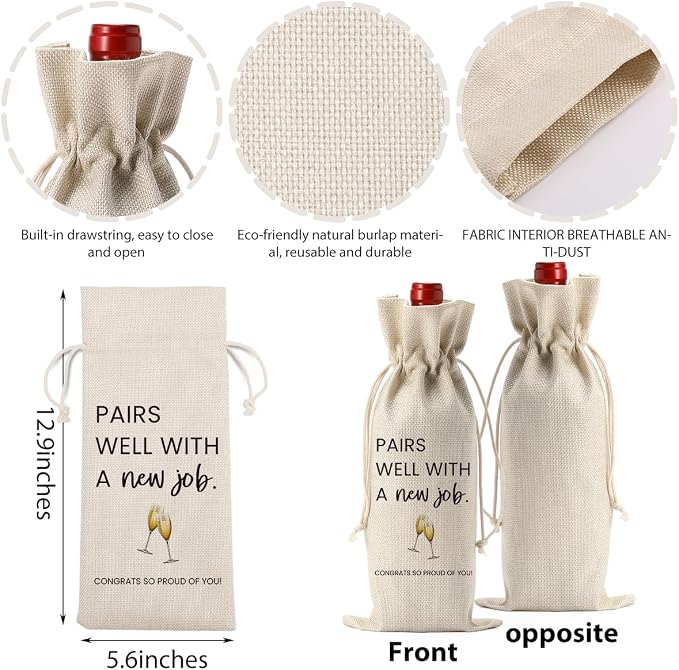 New Job Gifts for Women Men New Job Wine Bag Leaving Jobs Gifts for Boss