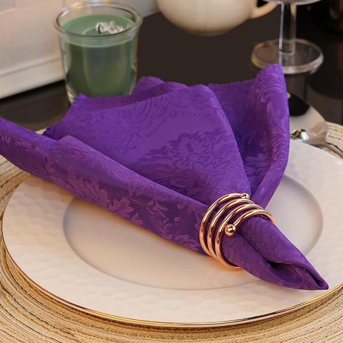 Jofefe 6Pcs Rose Gold Napkin Rings Round Napkin Ring Set Napkin Holders for Cloth Napkins for Wedding, St. Patrick's Day, Valentines Day, Easter Thanksgiving Table Decor.