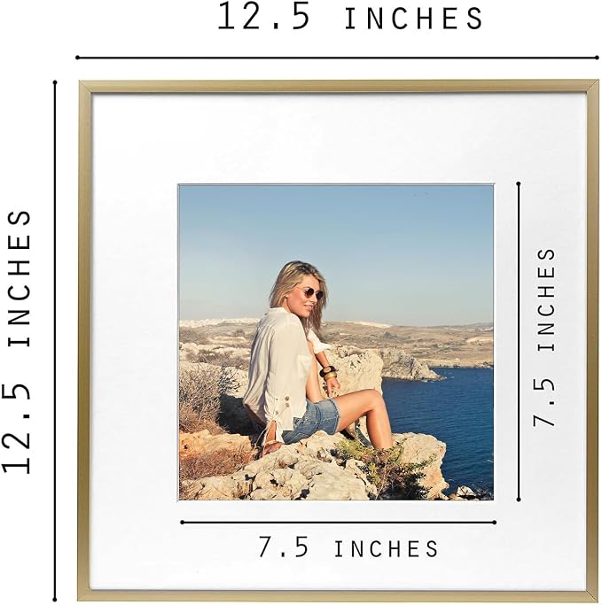 Frametory 12 Pack 12x12 Aluminum Frame with Mat for 8x8 Photo, Gold