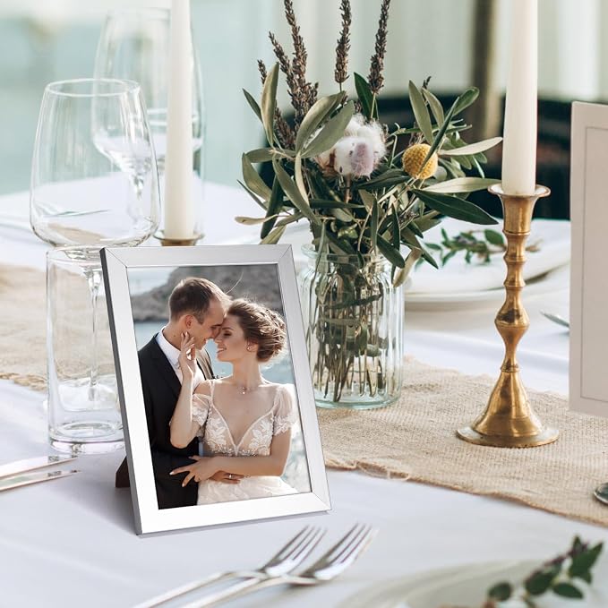 Giftgarden 5x7 Picture Frame Silver Set of 7, Multi Modern 5 x 7 Silver Frames for Wall or Tabletop Display