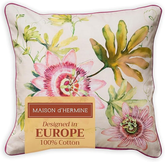 Maison d' Hermine Throw Pillow Covers 100% Cotton (20" x 20" - Pack of 1)