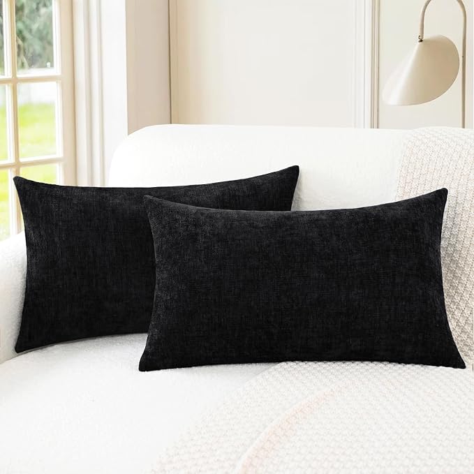 CaliTime Decorative Couch Throw Pillow Covers 20 X 12 Inches Black