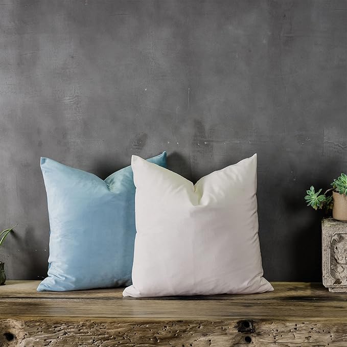 Light Blue Couch Velvet Throw Pillow Covers 16x16 inch Set of 2 with Zipper Decorative Luxury Soft Solid Rectangle Cushion Covers Case for Sofa Bed Living Room Car