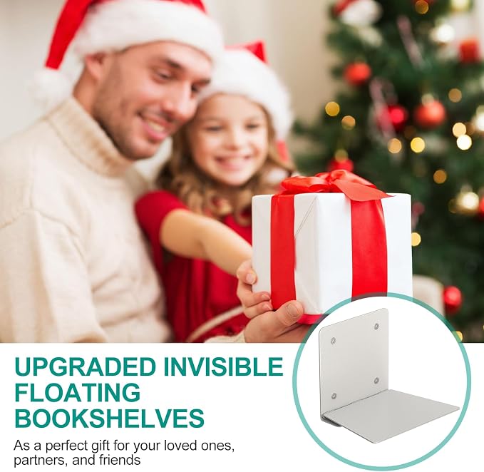 Eapele Invisible Floating Bookshelf, Heavy-Duty Hanging Bookshelves, Steel Constructed Wall Mounted Hidden Bookshelf with Mounting Hardware, 3PCS Grey