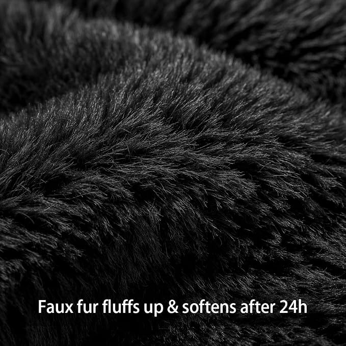 4TH Emotion Halloween Ghost Decorative Pillow Covers 18x18 Set of 2, Black Green Soft Plush Faux Fur Farmhouse Throw Cushion Cases for Fall Autumn Holiday Home Decorations
