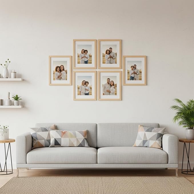 11x14 Picture Frame-Natural Oak,8x10 Mat,Tempered Glass,Engineered Wood