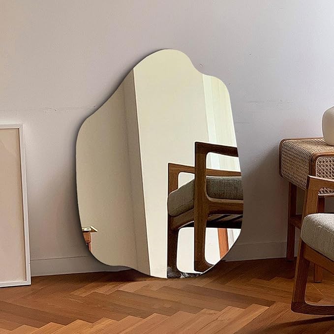 Irregular Wall Mirror Set Frameless Glass Mirror Modern Decorative Mirror for Bedroom Living Room Dressing Table Entryway Space Saving(33x40cm A)