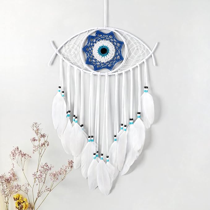 Dremisland Evil Eye Dream Catcher White Evil Eye Wall Decor Handmade