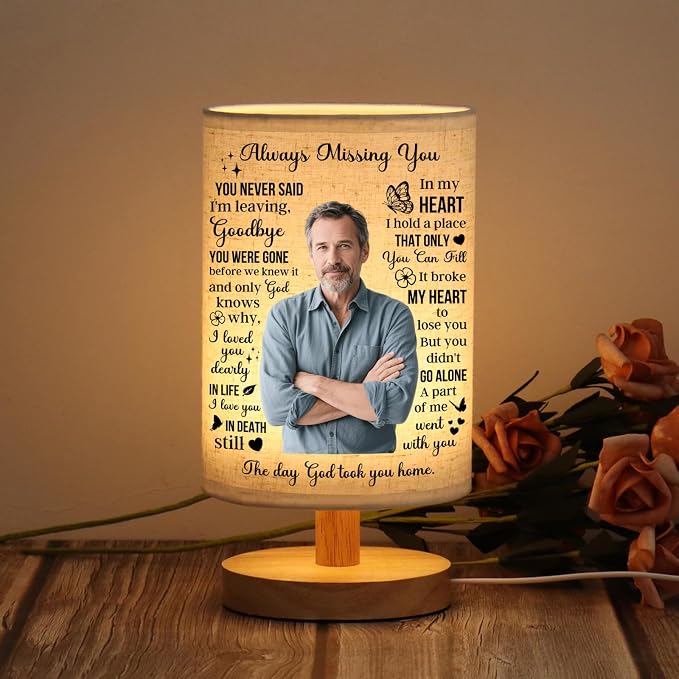 WSYEAR Light This Up I'm Always with You - Personalized Photo Fabric Lamp, When You Miss Me Have No Fear Light This Up and Know I'm Here Fabric Lamp