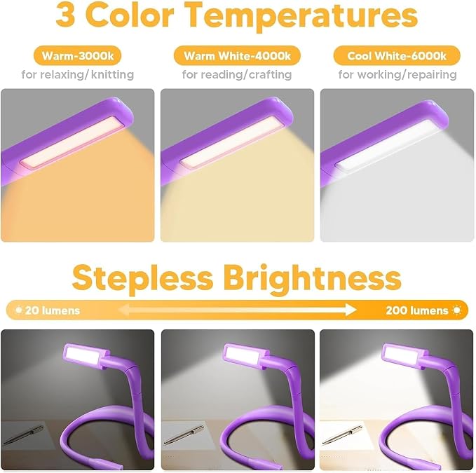 Neck Light with Storage Case, 3 Colors Dimmable Reading Light