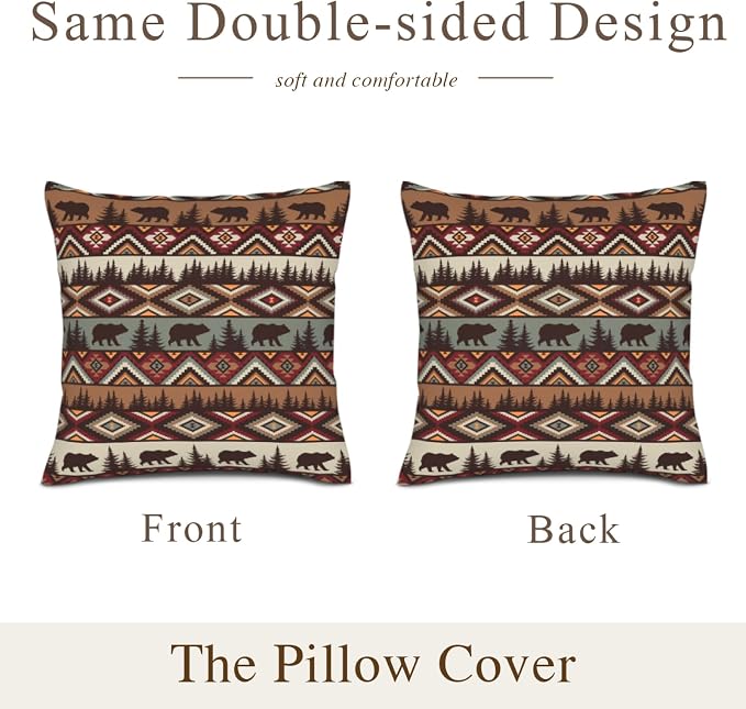Vintage Rustic Throw Pillow Covers 18x18 Set of 2 Cabin Decor