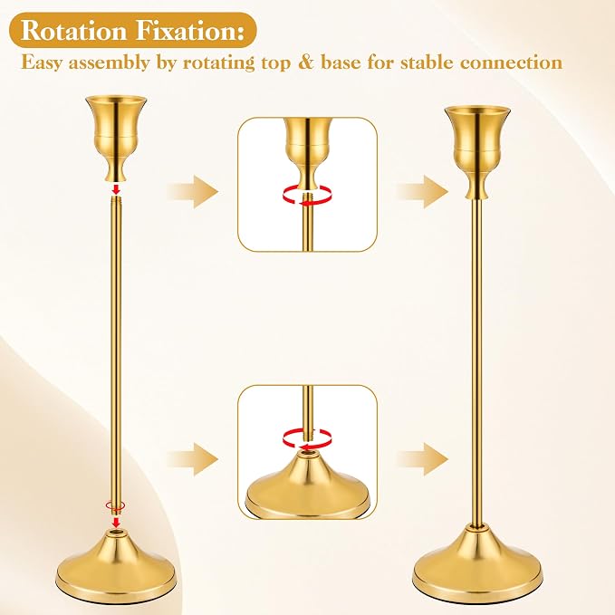 6PCS Candlestick Holders, Taper Candle Holder for Candlesticks, Metal Taper Candle Holders Glaceful Decor Set for Wedding Centerpieces, Christmas, Birthday Party, Holiday Dinning Table Décor
