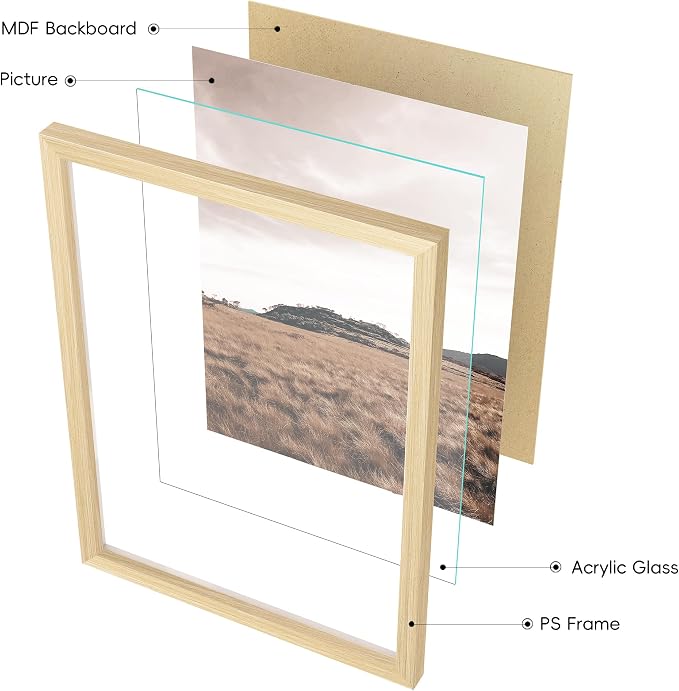 Gallery Wall Frame Set, 8 Pack Neutral Wall Decor, Beige, Small | Natural Collage Picture Frames Wall Art for Living Room, Entryway, Stairway, Bedroom, Assorted Size