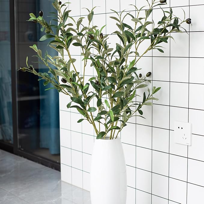 Heleze 39 Inch Artificial Olive Branch Greenery Stems Fake Plants with 222 Leaves for Vase Faux Olive Branches Home Decor Indoor 2PCS