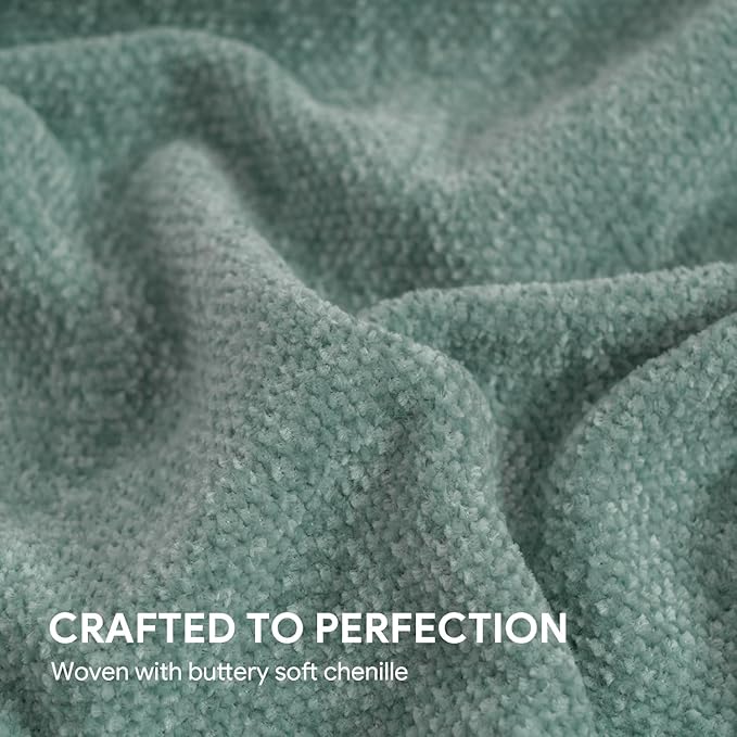 RECYCO Chenille Throw Blanket for Couch, 50"x60", Sage | Super Soft Knit Throw Blanket with Fringe Tassels, Lightweight Knitted Throw, Cozy, Ideal for Sofa Chair Bed Living Room Gift