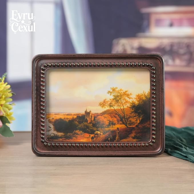 Decor Vintage Picture Frames 5x7-5x7 Picture Frame Vintage Style, Ornate 5 x 7 Frames for Pictures, Antique 5 By 7 Frame For Tabletop And Wall Hanging ，Antique Wall Decor (Brown)