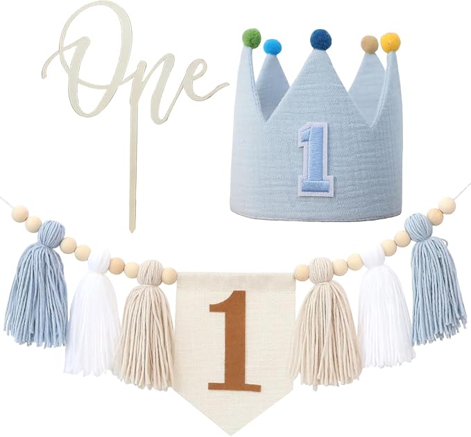 1st Birthday Decorations Boy First High Chair Banner 1 Year Old Birthday