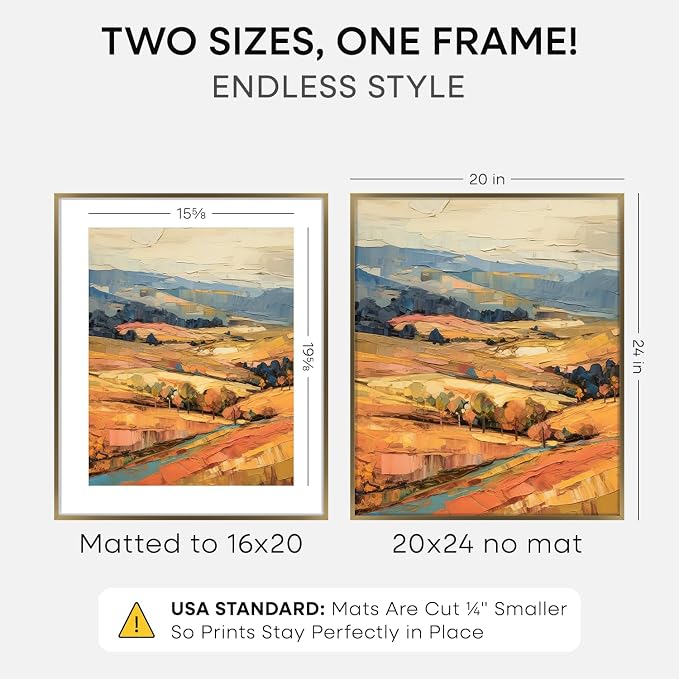 Homeforia 20x24 Bronze Picture Frame, High-End Metal, 16x20 Mat, Glass
