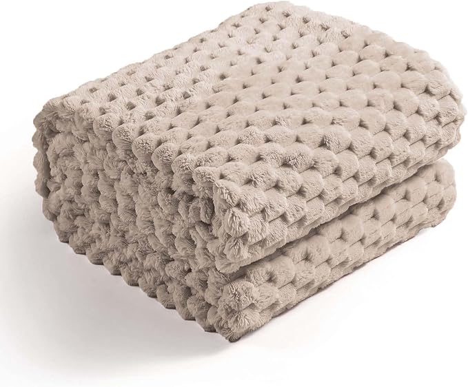 Excervent Hexagon Jacquard Throw Blanket for Bed, 50x70 Inches, Camel | Decorative Fuzzy Flannel Fleece Throw Blanket for Sofa Bed Couch, Super Soft Cozy, Suitable for All Seasons