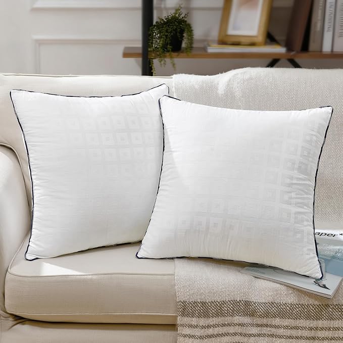 Phantoscope 18x18 Pillow Inserts, Decorative Throw Pillow Inserts with 100% Cotton Cover, Virgin Fiber Pillow Sham Stuffer, Square Couch Cushion Pillows, Pack of 2, 18x18 Inch
