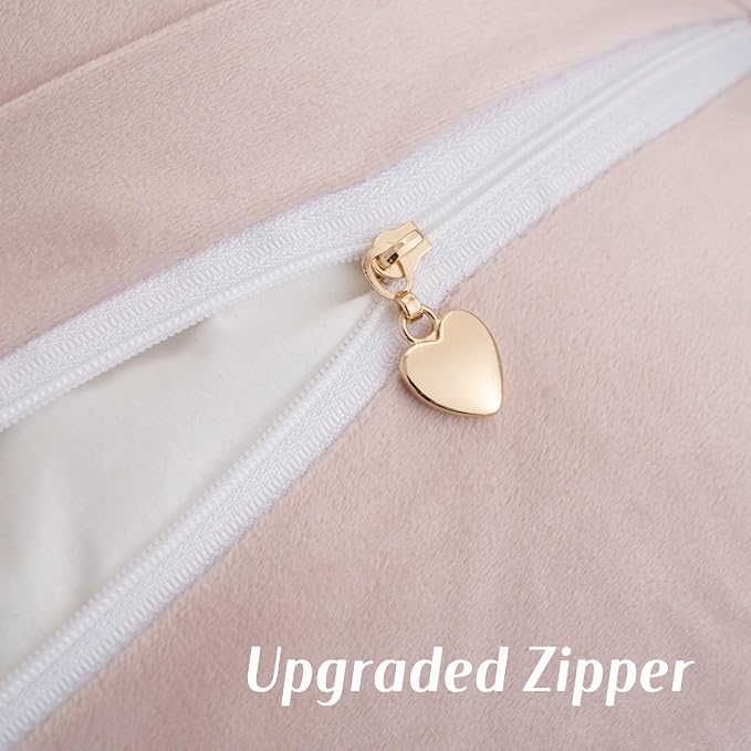 FUTEI Pack of 2 Chenille Soft Throw Pillow Covers 22x22 Inch, Pink