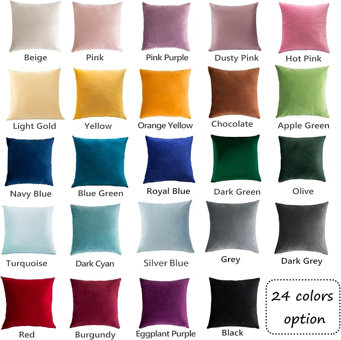 Stellhome Super Soft Decorative Velvet Cushion Covers Square Throw Pillow Covers for Bed Couch Sofa Bench, 20 x 20 inch (50 cm), Silver Blue, Pack of 2 Square Solid Throw Pillow Case