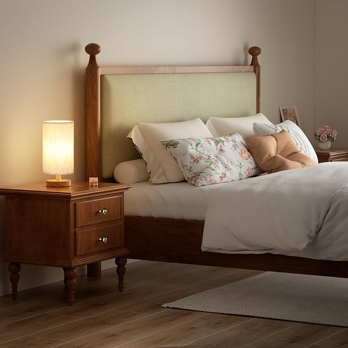Fenmzee 9" Small Table Lamp for Bedroom - Inline Control with 3000K Blub