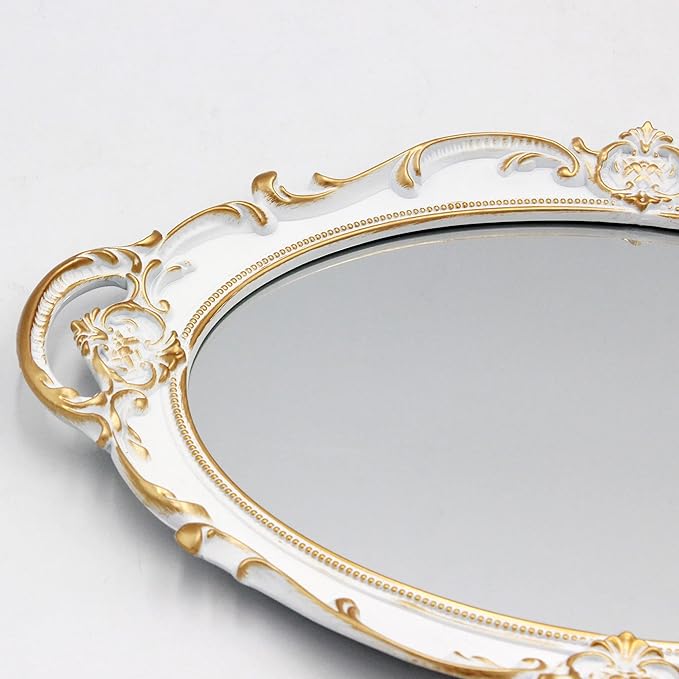 YCHMIR Vintage Mirror Small Wall Mirror 14.5 x 10 inchs Oval White