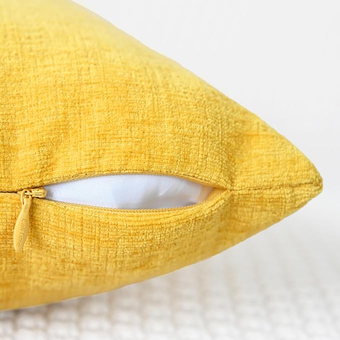 CaliTime Decorative Throw Pillow Covers 16 X 16 Inches Mustard Yellow