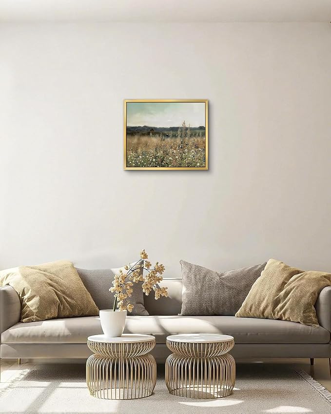 AIMAILON Framework Wildflower and Plant Patterns, Rural Landscape Art 10x12 | golden frame decorative painting, home decoration wall art, easy to hang