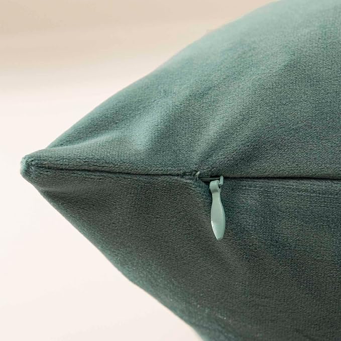JUSPURBET 24x24 Euro Velvet Throw Pillow Covers Set of 2,Emerald