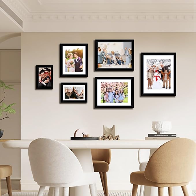 11x14 Picture Frame, Black Photo Frame with HD Plexiglass, Display Pictures 8x10 with Mat or 11x14 Without Mat, Picture Frames Collage for Wall Display, 2 Pack
