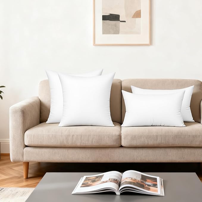 14x22 Lumbar Pillow Inserts 2-Pack for Sofa, Polyester Fill | 100% virgin fiber; Soft and fluffy; Maintains fullness; Low allergen; For accent chairs and lumbar support