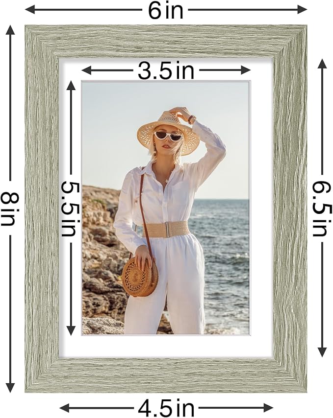 Vittanly 5x7 Picture Frames Set of 9 for Wall Mount or Tabletop, Driftwood | Display Pictures 4x6 with Mat or 5x7 without Mat, Small Photo Frames, Engineered Wood with Shatter Resistant Plexiglass