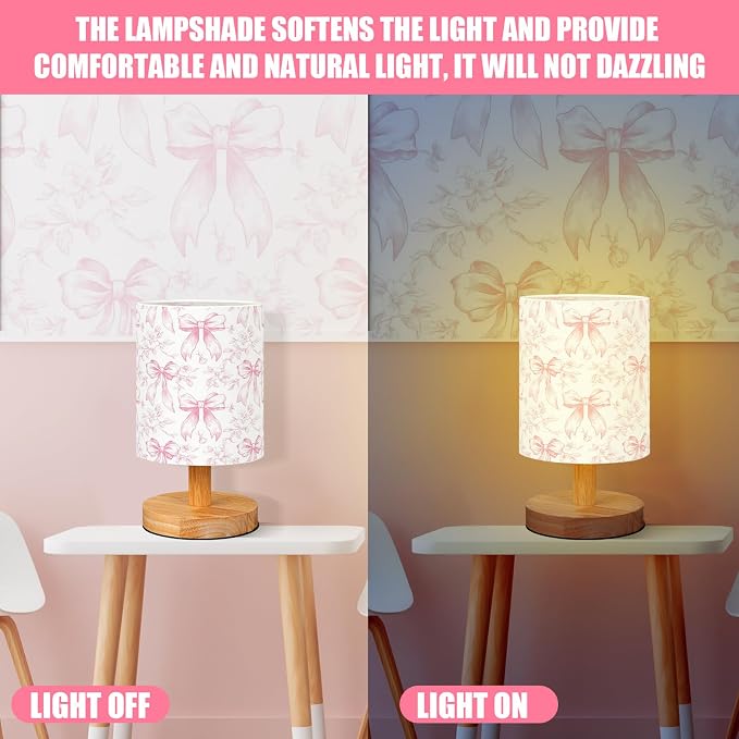 VIHOSE Floral Bow Kids Table Lamp for Bedroom Kids Lamps for Girls Room