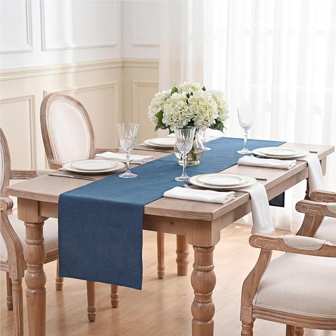 Artoid Mode Navy Blue Table Runner, Seasonal Summer Fall Washable Kitchen Dining Table Decoration for Home Party Decor 13x72 Inch