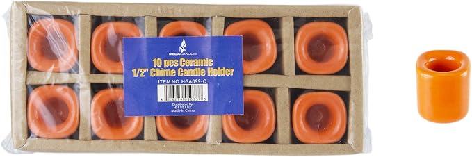 Mega Candles 10 pcs Orange Ceramic Chime Ritual Spell Candle Holders, Great for Casting Chimes, Rituals, Spells, Vigil, Witchcraft, Wiccan Supplies & More
