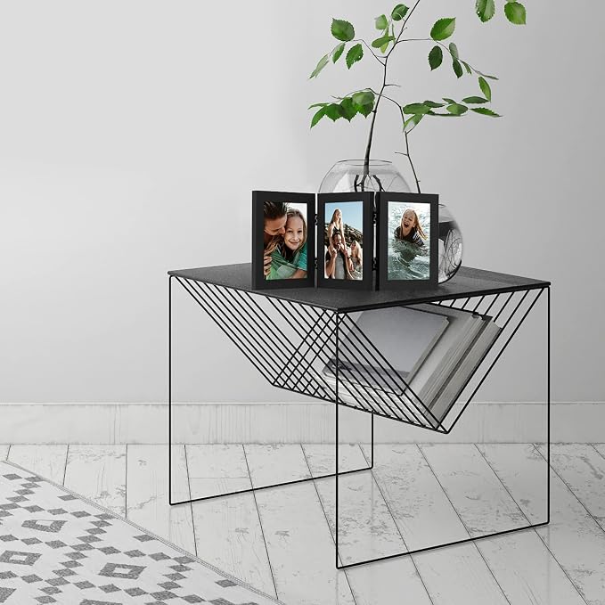 Americanflat 5x7 Hinged Triple Picture Frame - Engineered Wood - Black