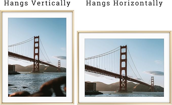 Frametory 14x18 Gold Aluminum Metal Picture Frame Mat for 12x16 Glass