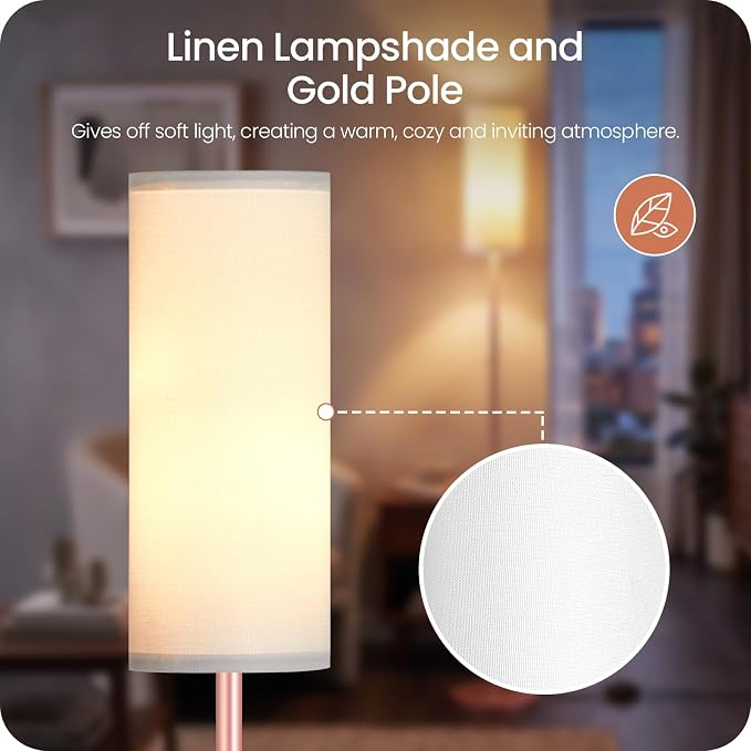 Slim Floor Lamp for Living Room with Magnetic Remote and Foot Switch, Dimmable Mood Lamp for Bedroom Nursery, 3 Color Temperatures, 1-Hour Timer, 900LM LED Bulb & Batteries Included, Pink PCW06LD05W1