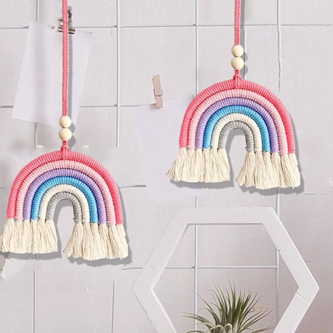 1PCS Colorful Rainbow Wall Decor - Handmade Weaving Ornament Pendant Decoration Wall Decor Hanging Home Decoration (Grey)