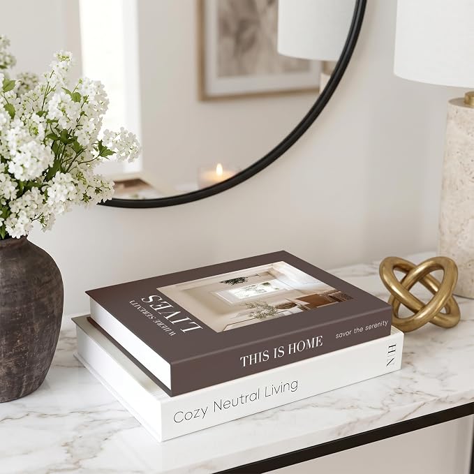 Decorative Books for Neutral Home, Fake Books Boxes for Coffee Table Decor
