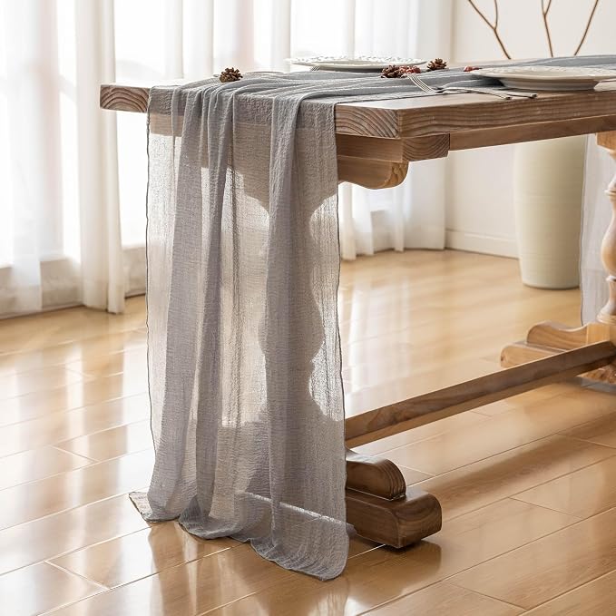 10Pcs Dusty Blue Cheesecloth Table Runner 120 Inches for Party Home Decor | For Wedding Baby Shower Bridal Shower Birthday Engagement Party 10FT Rustic Boho Home Decorations
