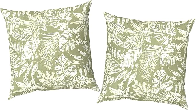 Outdoor Pillow Covers Waterproof 20x20 Inch Set of 2 Tropical Leaf Green Decorative Outside Patio Furniture Cushion Cases Decor for Porch Garden