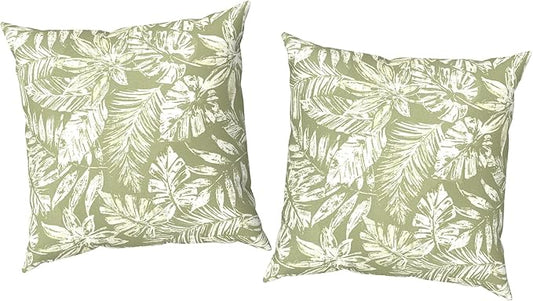 Outdoor Pillow Covers Waterproof 20x20 Inch Set of 2 Tropical Leaf Green Decorative Outside Patio Furniture Cushion Cases Decor for Porch Garden