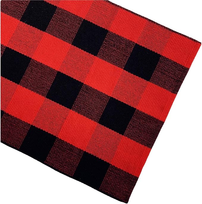 LEVINIS Christmas Door Mat 2'×3' for Kitchen/Bathroom/Entry Way/Laundry Room/Living Room, Red&Black