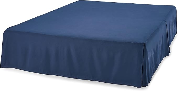 Amazon Basics Lightweight Pleated Dust Ruffle Bed Skirt, Wrinkle and Fade Resistant, Machine Washable, Full, Navy Blue