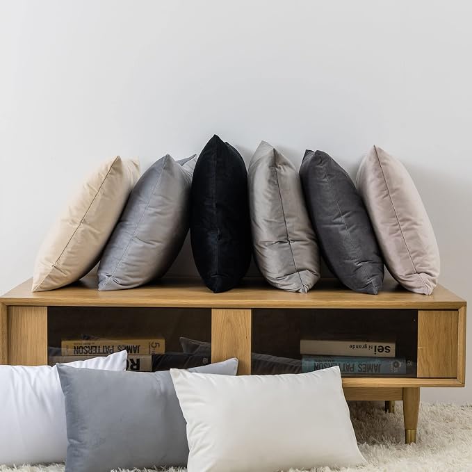 JUSPURBET 12x20 Lumbar Velvet Throw Pillow Covers Set of 2,Dark Gray