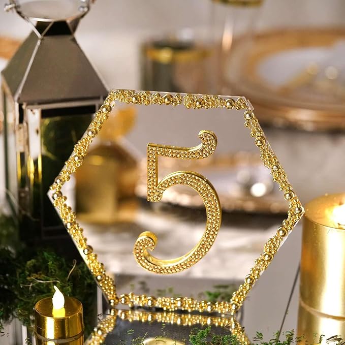 Efavormart 8" Hexagon Glass Mirror Wedding Party Table Decorations Centerpieces - 6 PCS